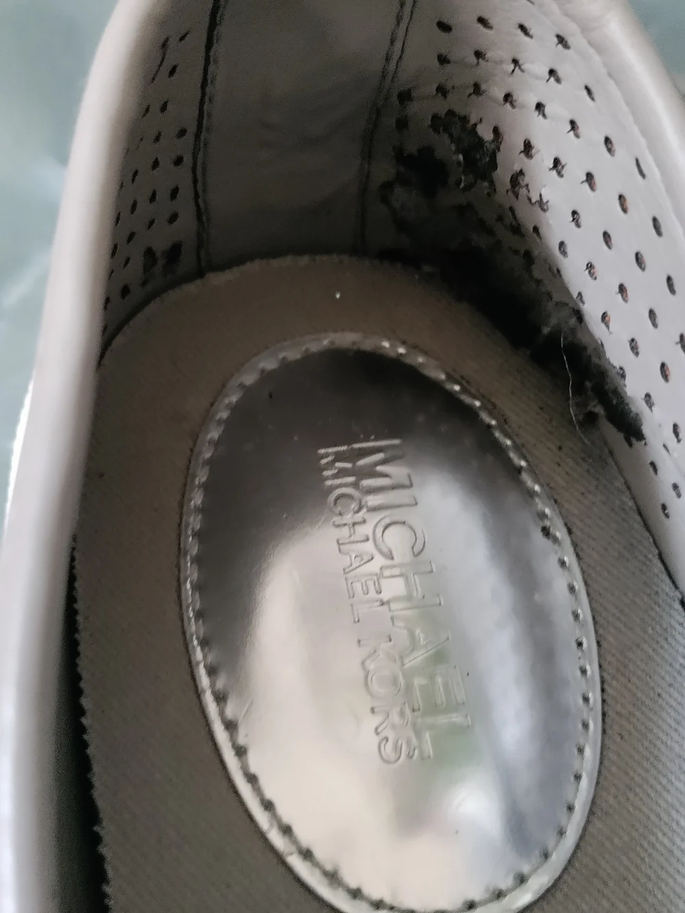 Michael Kors Keaton Perforated Leather Slip-On Sneakers Gray Size 6